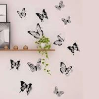 Pegatinas de Pared de Mariposa 3D Blancas y Negras Decoración de Boda Decalques de Dormitorio y Sala de Estar - details 3