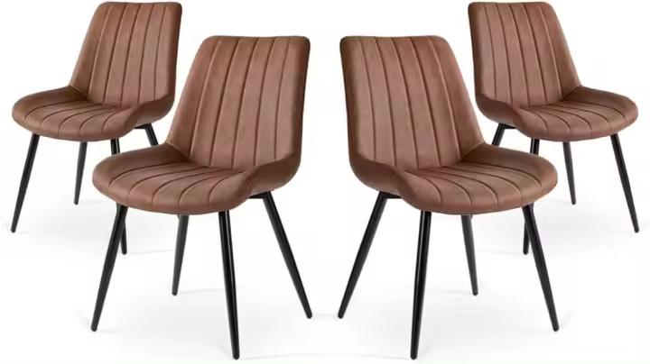 Marrón x4 - Pack de 4 sillas de Comedor, diseño nórdico y Vintage con Asiento Acolchado y Respaldo ergonómico, Color marrón - 1