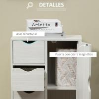 Armario de Salón Auxiliar con 4 Cajones Puerta, Estante Interior, Mueble de Almacenamiento Multiusos para Baño, Dormitorio, Comedor 54x29x83 cm - details 14