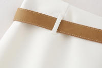 Conjunto Informal de Moda para Mujer OUWU Vestido Corto de Manga Larga con Cuello de Polo, Abrigo, Falda con Cinturón, Pantalones - details 25