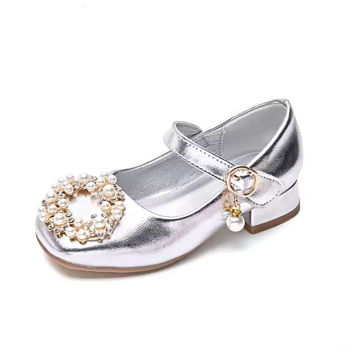 Zapatos de tacón alto para niñas, zapatos de princesa para niña pequeña, zapatos de cuero - 1