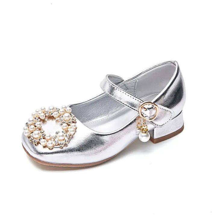 Zapatos de tacón alto para niñas, zapatos de princesa para niña pequeña, zapatos de cuero - 1