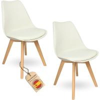 Sillas de Comedor Nórdicas con Respaldo Ergonómico |   Sillas de Cocina con Madera de Haya Maciza con Tela Anti Manchas de Polipiel (2, Gris) - details 7