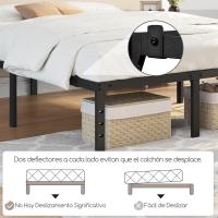 Bastidor de Cama Metálico Listones de Acero Espacio de Almacenamiento Bajo la Cama Fácil Montaje Cama Individual 90 x 190 x 36.5 cm Negro - details 12