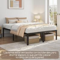 Bastidor de Cama Metálico Listones de Acero Espacio de Almacenamiento Bajo la Cama Fácil Montaje Cama Individual 90 x 190 x 36.5 cm Negro - details 17