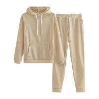 Suéter con capucha de manga larga para mujer, traje informal suelto de dos piezas, Color sólido, talla grande, nuevo - details 3