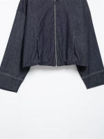 Conjunto Vaquero OUWU Minifalda, Cintura Delgada, Bomber, Manga Larga, Top con Crema, Cintura Alta, Corte en A, Falda Plisada - details 5