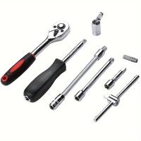 Llave de trinquete con 53 piezas para metrico hexagonal bit y ratchet herramienta mecánica para auto y hogar kit de herramientas con enchufes S2 y CR-V - details 7