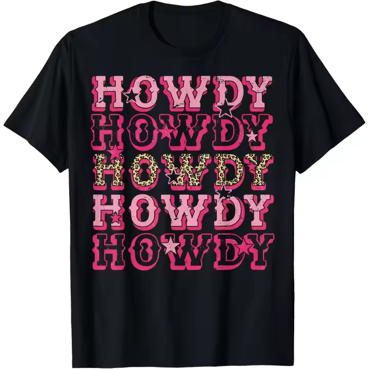 Howdy Pink Leopard Western Cowgirl camiseta para hombre - 1