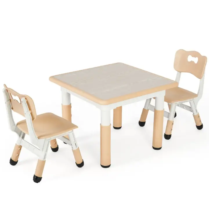 Juego de mesa y 2 sillas para niños, muebles de grupo para asientos infantiles, altura ajustable - 1