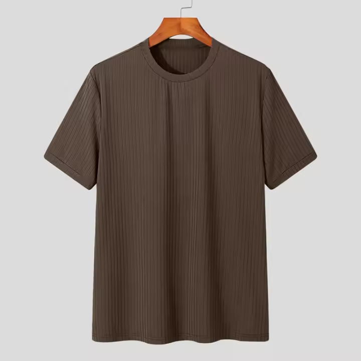Camiseta de Lujo Ligera para Hombres en Verano Cuello Redondo, Manga Larga, Color Sólido, Ajuste Suelto, Moda de Punto Trendy - 1