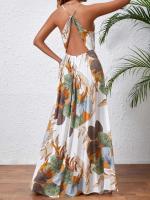 Vestido con tirantes sin espalda y separación de muslos con estampado tropical 2025 - details 10