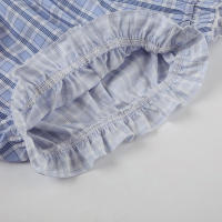 Pantalones cortos básicos cómodos e informales sueltos con botones de cintura elástica tejidos a rayas de verano para mujer - details 105