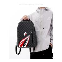 Mochila Simple con personalidad a la moda con boca de tiburón para hombre, mochila escolar a cuadros para estudiantes de secundaria, mochila para ordenador - details 7