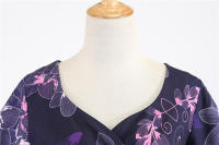 Women floral print casual half sleeve elegant vintage party dress - details 14