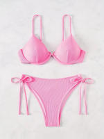 Nuevo traje de baño sexy con espalda descubierta y soporte de acero dividido de Yiyong, bikini con cordones de color sólido para mujer - details 17