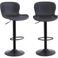 Taburetes Altos de Cocina Juego de 2, Taburete de Bar Regulable en Altura, Taburete Alto con Resalto y Reposapiés, Taburete Giratorio Moderno, Negro - details 0