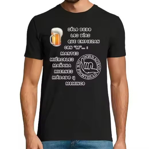 Sólo bebo los días que comienzan con M Camisetas CERVEZA,Pack Regalo Camiseta Personalizada - 1