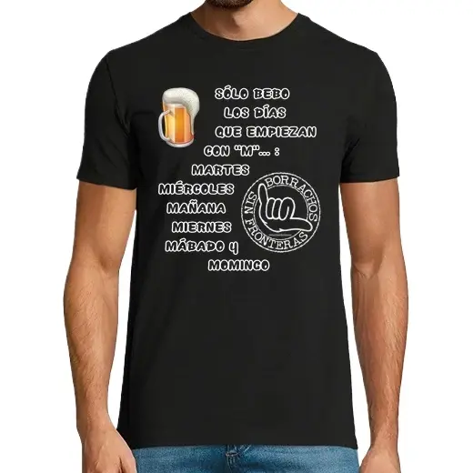Sólo bebo los días que comienzan con M Camisetas CERVEZA,Pack Regalo Camiseta Personalizada - 1