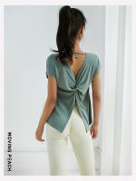 Camiseta deportiva de manga corta para mujer, Top de Fitness, ropa deportiva para Yoga, FTM, Moving Peach - details 10