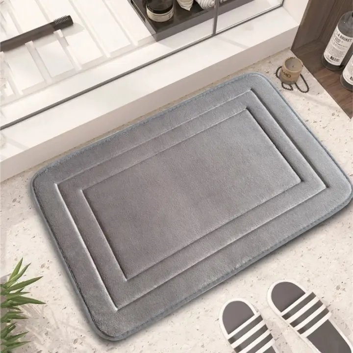 Alfombra de puerta en relieve de lana de coral, alfombrilla absorbente para pies, alfombrilla antideslizante para inodoro, alfombra simple para el hogar - 1