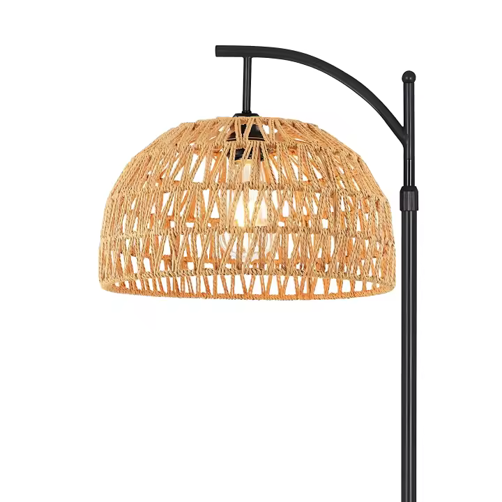 Lámpara de Pie Rústica para Sala de estar GOECO, Metal Negro, E27 Sin Bombilla, Iluminación Interior Moderno Dormitorio - 1