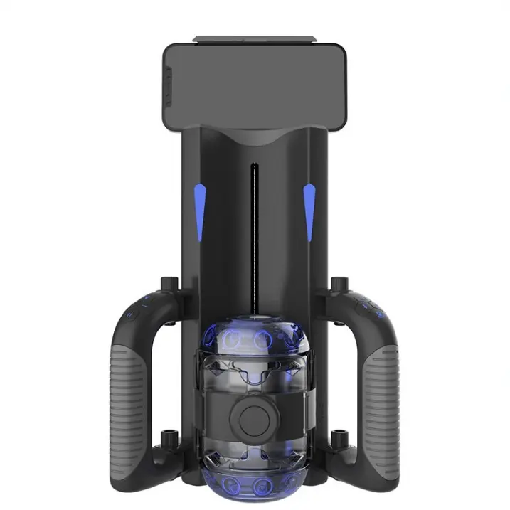 Juguete sexual para hombres masturbadores masculinos, coño de bolsillo manos libres con distancia de empuje de 12 cm, masturbador masculino con bomba de pene masculino con soporte para teléfono y mango plegable, máquina de mamada - 1