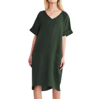 Minivestido holgado vintage de algodón y lino de talla grande - details 8