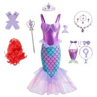 AmyStylish Niñas Princesa Sirena Ariel Cosplay Halloween Fiesta de Cumpleaños Verano Playa Vacaciones Vestido - details 5