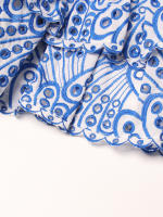 Boho chic vacacional volantes en el pecho bordado mini falda corta mujer sentido cerrado cintura pastel falda - details 1