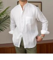 Camisa de Lino para Hombre Verano 2025 Cuello Henley Elegante Manga Larga Transpirable - details 23