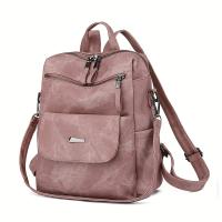 Mochila de gran capacidad de Color sólido, cuero PU texturizado, mochila de regreso a la escuela, bolsa de viaje de moda - details 6