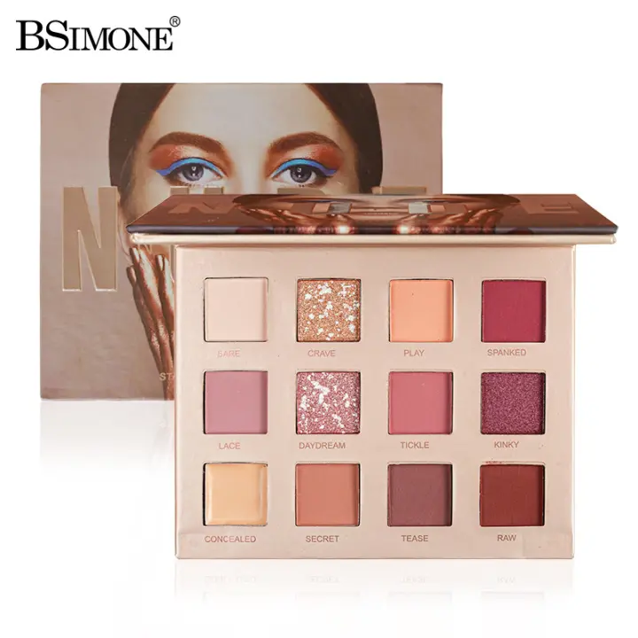 Bsimone Paleta de sombras de ojos mate nacarado de doce colores Paleta de sombras de ojos de color tierra para estudiantes y niñas - 1