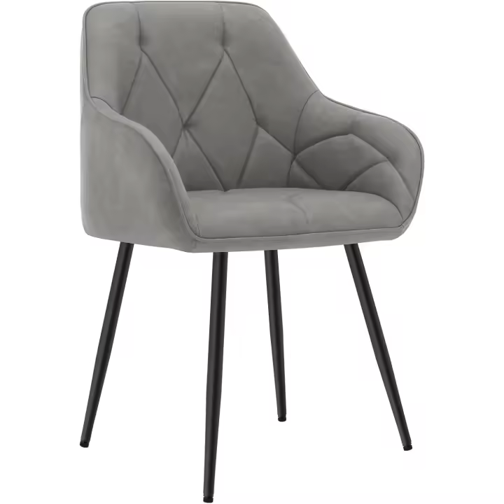 Silla de Comedor Moderna Resalto y Apoyabrazos Metal, Terciopelo, Crema - 1