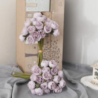 27 cabezas de rosas rosas, peonías, flores artificiales, ramo de seda para jarrón de mesa, arreglo de rosas para decoración de boda en casa, flores falsas - details 2