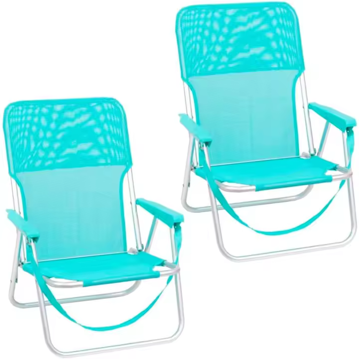 Sillas de Playa Plegables Ligeras Fijación Baja y Posición Portátil para Acampar, Piscina, Balcón o Jardín Agua Salada Exterior - 1