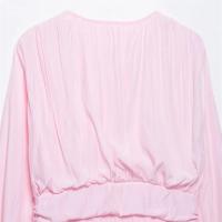 Vestido línea A con mangas largas estilo trompeta dulce PB&ZA2025, decoración floral tridimensional, para mujer, ideal para días festivos. - details 9