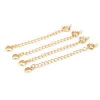 Cadenas de latón de Color dorado de 18K con extremo de gota, cadenas extensibles con cierres redondos de resorte, suministros de joyería Diy de alta calidad para mujer - details 38