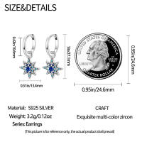 Pendientes de plata 925 con diseño de luna y estrellas, 2 pares para mujer, pendientes de hexagrama de plata de ley 925 para joyería de boda fina - details 6