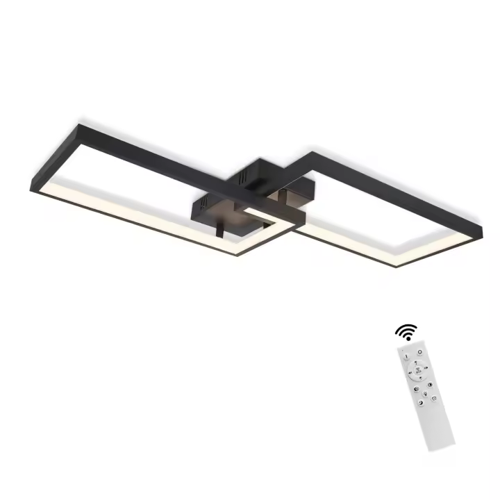 CBJKTX Luz de Techo LED Sala de Estar Lámpara de Techo Negra Moderna Lámpara de Sala de Estar de 80 CM Control Remoto Regulable Lámpara de Dormitorio de 48 W - 1