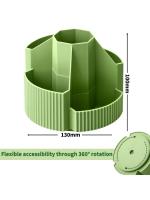 Organizador de papelería de escritorio 5 ranuras caja de almacenamiento de papelería 360 grados giratorio lindo lápiz taza olla para oficina en casa escuela - details 4
