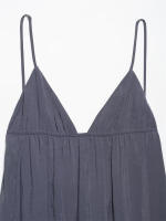 Vestido Midi Holgado con Cordones Moda para Mujer Ouwu Elegante con Cuello en V y Espalda Descubierta Gris - details 4