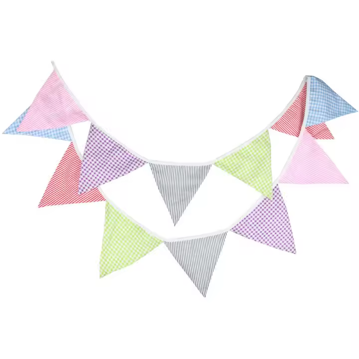 Pancarta de algodón de 10,5 pies para celebración, banderas reutilizables para Festival triangular, decoración para fiesta de cumpleaños, Halloween, aniversario de Navidad - 1