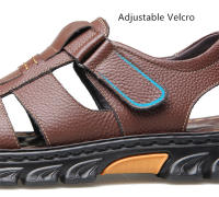 Sandalias informales impermeables para hombre, zapatos transpirables de cuero, antideslizantes, para playa y exterior, Verano - details 9