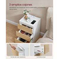 Mesita de Noche Moderna Blanca Nube LET631W14 Estación de Carga, Mesa Auxiliar con 3 Cajones, 2 Tomas AC, 2 Puertos USB - details 38