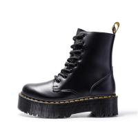 Suelas gruesas con forro polar Botas Dr. Martens, cremalleras laterales, botas cortas de mujer británica, suelas de pastel, botas de trabajo y zapatos de algodón - details 34