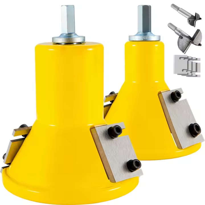 SucceBuy Cortador de espigas, 1"/25,4 mm y 2"/50,8 mm de diámetro, cuchillas rectas dobles, aluminio y acero, cortador de muebles de troncos, kit maestro para el hogar DIY, herramienta comercial para principiantes - 1