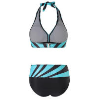 Conjunto de bikini de realce para mujer, traje de baño de rayas con cuello Halter, cintura alta, ropa de playa - details 5
