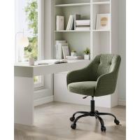 Silla de estudio, giratoria, altura ajustable, carga de 110 kg, marco de acero, tela de algodón-lino transpirable, para estudio, dormitorio, marrón OBG019K01 - details 26
