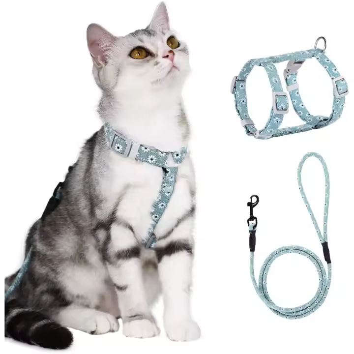 Arnes Gato Ajustable Antiescape con Correa Cuerda Redonda cómoda Seguridad Arnés de Gato para Pequeño Medio Grande Gato Adulto C - 1